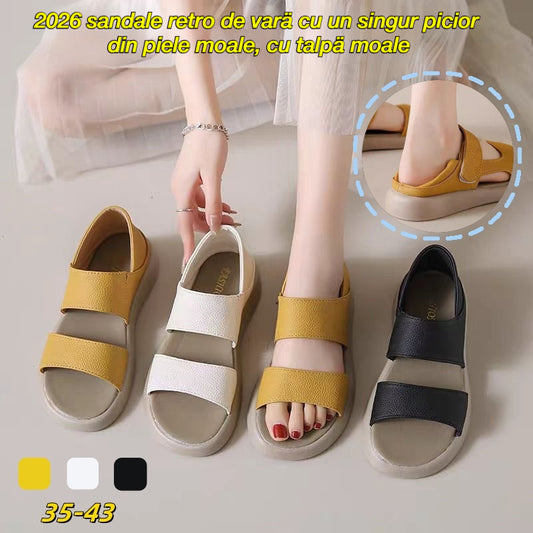 👡【35-43】 sandale retro de vară cu un singur picior din piele moale, cu talpă moale