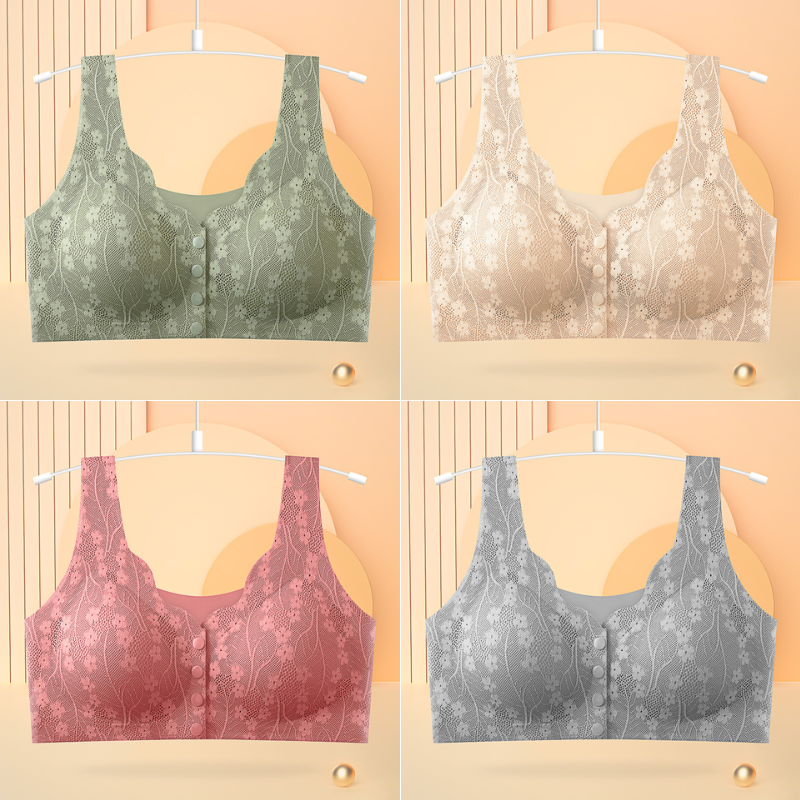 😇【Set de 4】🔥Sutien de damă cu nasturi în față, fără legături❤️【40-100】
