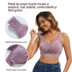 【40-120 kg】【Set de 3】Sutien din dantelă cu susținere ridicată și fără fereastră pentru femei