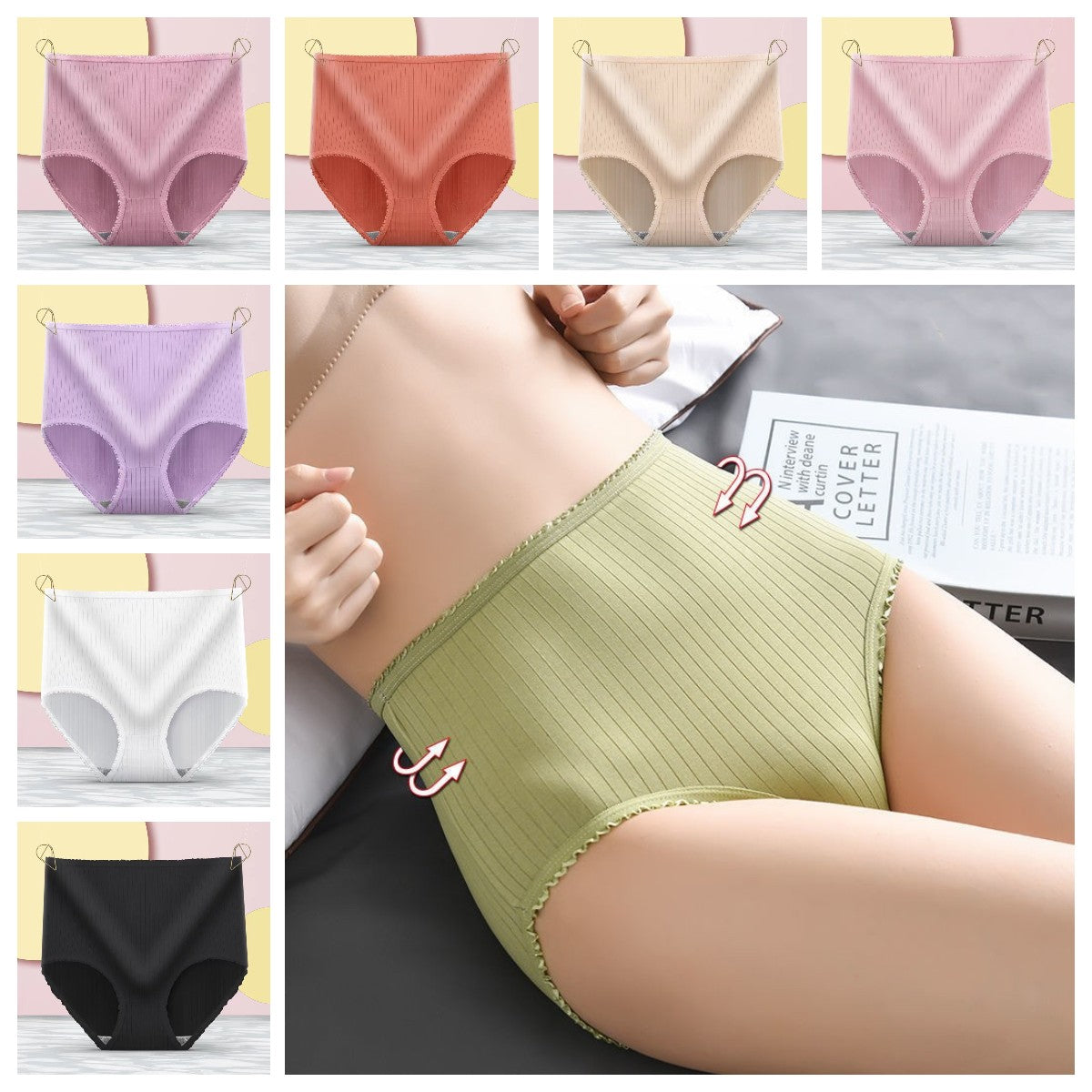 🔥Ultima zi 50% reducere-(8 buc)💖Lenjerie intimă impermeabilă și antibacteriană cu talie înaltă