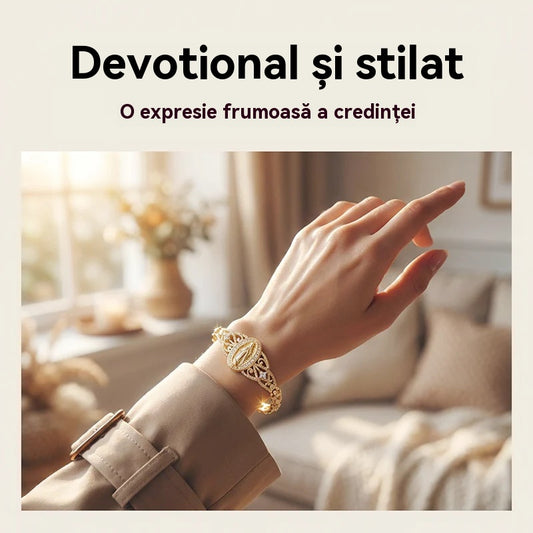 Brățară a Fecioarei Maria cu flori ajurate din aur