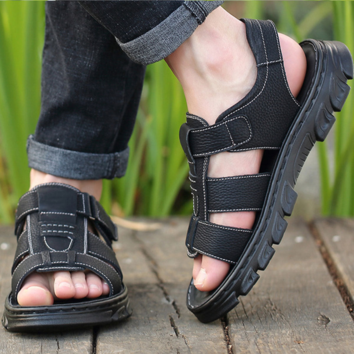 【Plată la livrare】 Sandale casual din piele pentru bărbați