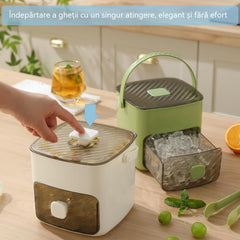 💞Vânzări de peste 50.000! 💥🥤🧊 Reducere de 50%! Aparat de gheață cu funcție de depozitare: produce 48 de cuburi simultan, capac etanș. Stivuibil, economisește spațiu. Include lingură și clește pentru gheață 🏖️✅