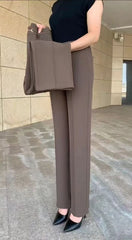 【M-4XL】Pantaloni drepți noi de înaltă calitate, pantaloni casual de îmbrăcăminte exterioară de vară, pantaloni simpli subțiri cu talie înaltă