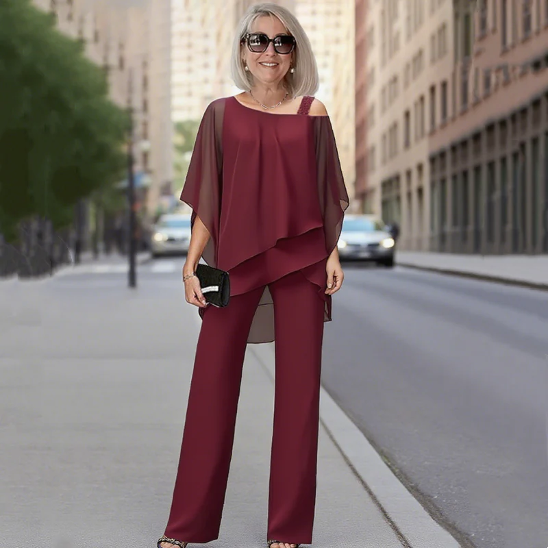 ⏳Ofertă limitată în timp⏰【50-120KG】👚👖Set de două piese pentru femei, cu umeri goi, prietenos cu pielea✅【Bluză + Pantaloni】