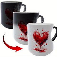 Cană ceramică în formă de inimă, cu culoarea schimbătoare, de Ziua Îndrăgostiților 💝✨