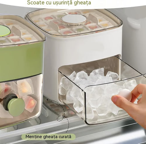 💞Vânzări de peste 50.000! 💥🥤🧊 Reducere de 50%! Aparat de gheață cu funcție de depozitare: produce 48 de cuburi simultan, capac etanș. Stivuibil, economisește spațiu. Include lingură și clește pentru gheață 🏖️✅