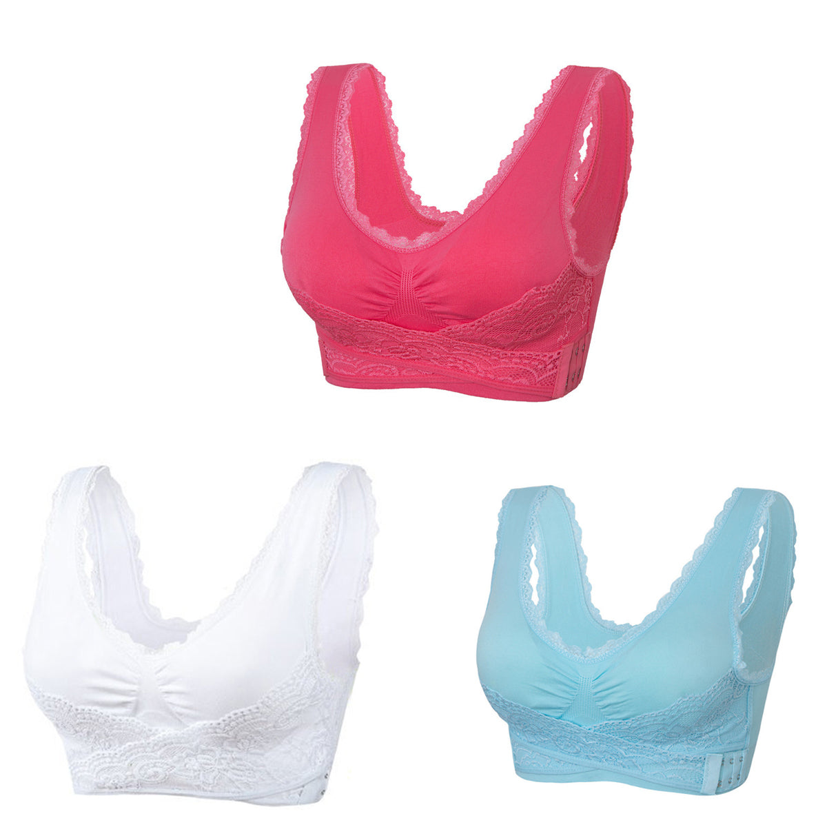 🔥Ofertă specială 💎【Pachet 3】 Sutien confortabil cu dantelă în față
