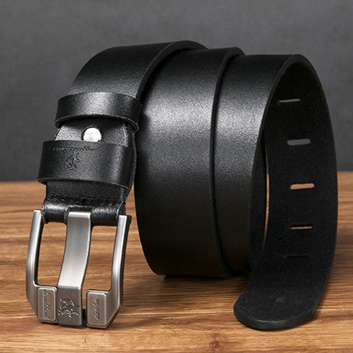 【Cumpără 1 primești 1 gratis】Cureaua retro barbati high-end，Cureaua de blugi cu catarama din piele naturala，Cataramă simplă și la modă, piele de vacă selectată cu un singur strat, puternică și durabilă