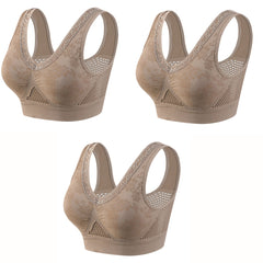 【40-120 kg】【Set de 3】Sutien din dantelă cu susținere ridicată și fără fereastră pentru femei