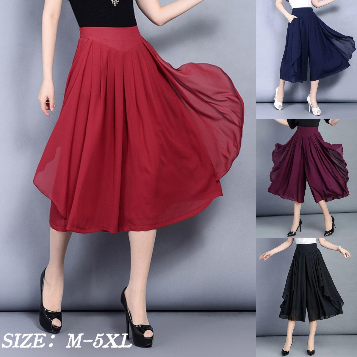 🔥🔥【52-115KG】2026 New Fashion Ice Silk Pantaloni din șifon subțiri cu talie înaltă