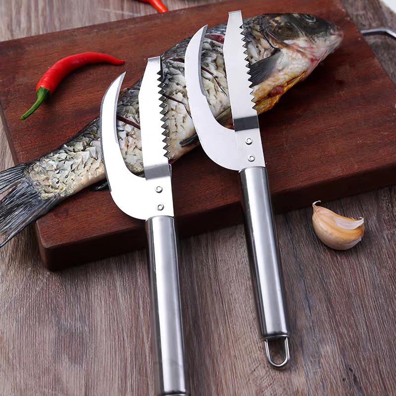 🍲Cumpărați 1 și primiți 1 gratuit🐟 Cuțit multifuncțional din oțel inoxidabil pentru răzuire eficientă a solzilor de pește【Ofertă de 2 bucăți】
