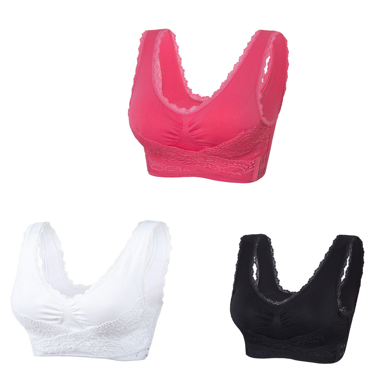 🔥Ofertă specială 💎【Pachet 3】 Sutien confortabil cu dantelă în față
