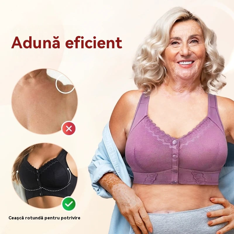 🔥【3 bucăți】💕🎁【45kg-155kg】Sutien supradimensionat, respirabil, din bumbac moale, cu nasturi frontali