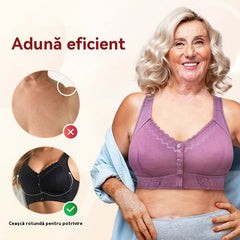 🔥【3 bucăți】💕🎁【45kg-155kg】Sutien supradimensionat, respirabil, din bumbac moale, cu nasturi frontali