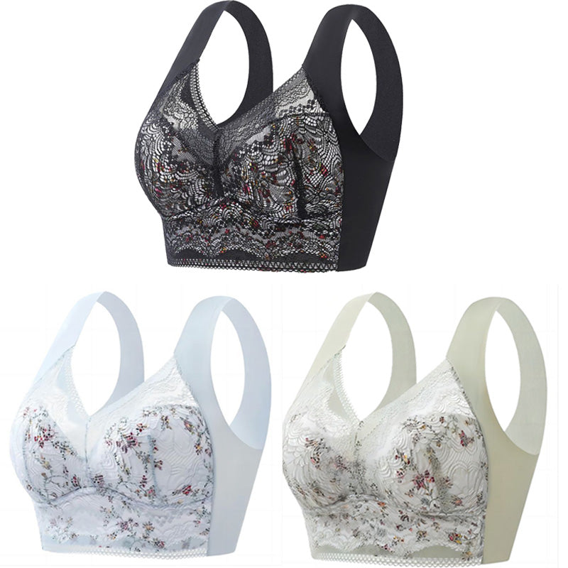 🔥🔥【3 buc】💕🎁【40kg-100kg】Sutien de mărime mare din mătase de gheață fără cusături, respirabil și reglabil