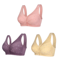 ✨【Cumpără 1 primești 2 gratis】💞[40-105kg]Sutien elegant din bumbac cu nasturi în față pentru femei de vârstă mijlocie🎉49% REDUCERE