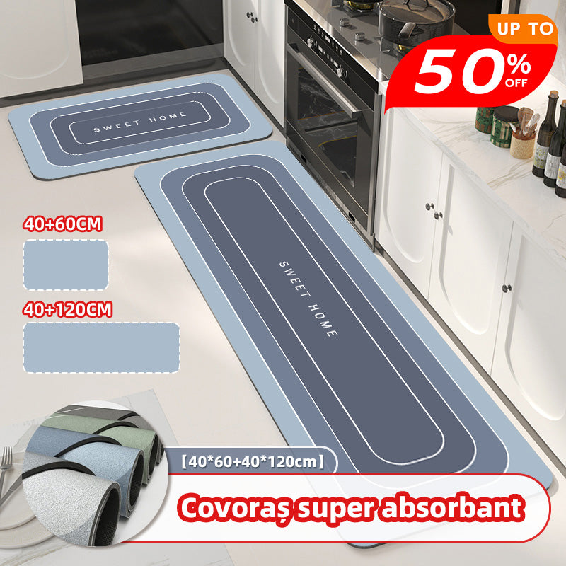 【1 set de 2 bucăți: 40*60 + 40*120 cm】💥Covoraș antiderapant, absorbant🦶