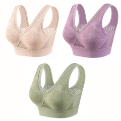 【40-120 kg】【Set de 3】Sutien din dantelă cu susținere ridicată și fără fereastră pentru femei