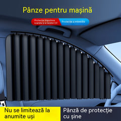 [Set de 4 piese] Cortină parasolară pentru geam auto cu șină glisantă și izolație termică