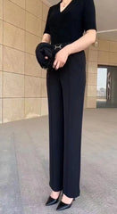 【M-4XL】Pantaloni drepți noi de înaltă calitate, pantaloni casual de îmbrăcăminte exterioară de vară, pantaloni simpli subțiri cu talie înaltă