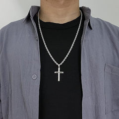 🌈【Cumpărați 1 obțineți 1 gratuit】🌈Colier din argint 925 cu cruce lungă și cercei punk, hip hop