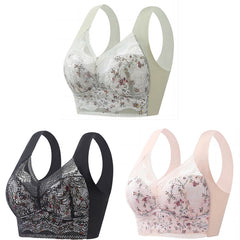 🔥🔥【3 buc】💕🎁【40kg-100kg】Sutien de mărime mare din mătase de gheață fără cusături, respirabil și reglabil