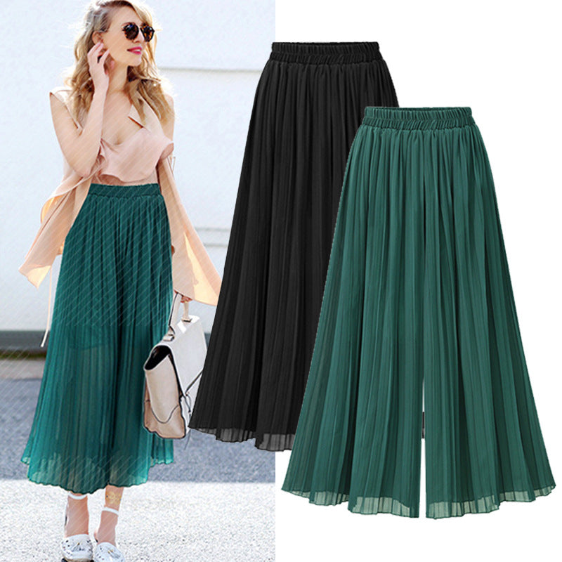 💖【M-6XL】Pantaloni decupați casual, plisați, cu picioare largi