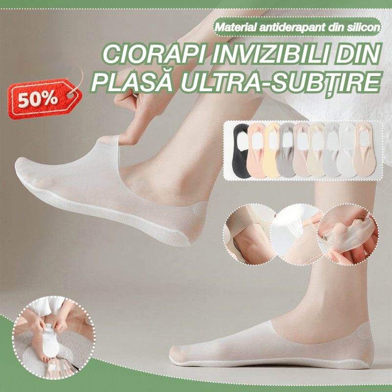 🧦【9 perechi】 Șosete invizibile, super subțiri, superficiale, din silicon antiderapante pentru femei