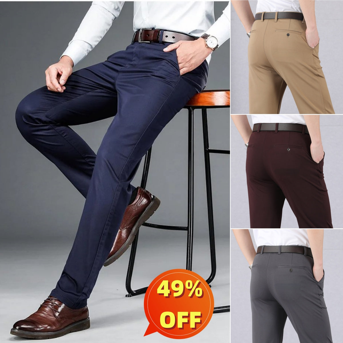 🔥【45-100kg】👖👖Pantaloni pentru bărbați de calitate, super elastici, fără găuri, confortabili de purtat, fără deformare!