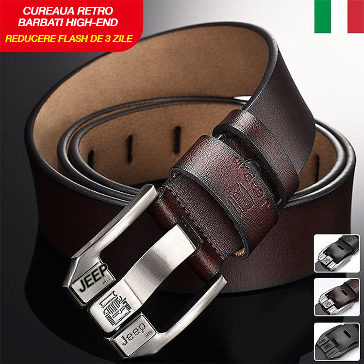 🔥Cureaua retro barbati high-end，Cureaua de blugi cu catarama din piele naturala，Cataramă simplă și la modă, piele de vacă selectată cu un singur strat, puternică și durabilă