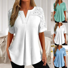 ✨【S-6XL】🎉Tricou cu mânecă scurtă din dantelă pentru femei, nou 2026