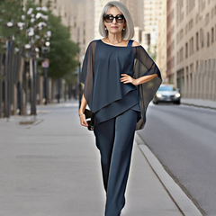 ⏳Ofertă limitată în timp⏰【50-120KG】👚👖Set de două piese pentru femei, cu umeri goi, prietenos cu pielea✅【Bluză + Pantaloni】