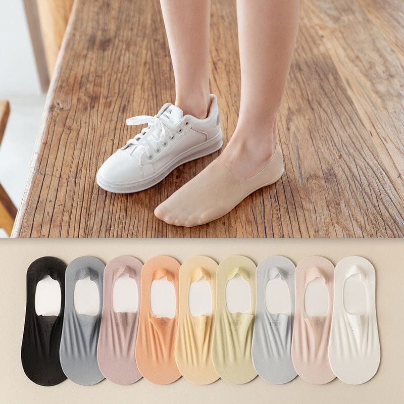 🧦【9 perechi】 Șosete invizibile, super subțiri, superficiale, din silicon antiderapante pentru femei