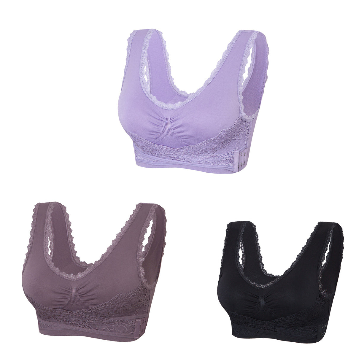 🔥Ofertă specială 💎【Pachet 3】 Sutien confortabil cu dantelă în față