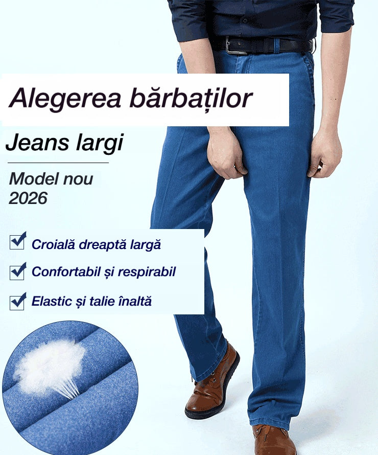 🏆👖【50% Reducere🔥】【55-110KG】🕺🕺 Pantaloni din denim ultra-subțiri pentru bărbați, elastici, de mari dimensiuni, pentru vară