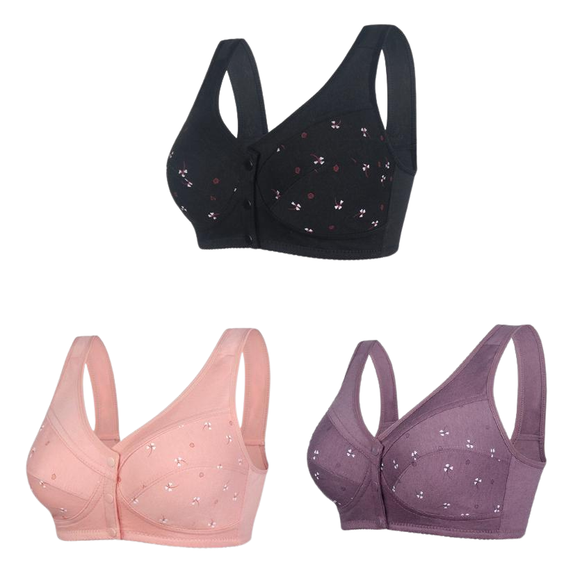 ✨【Cumpără 1 primești 2 gratis】💞[40-105kg]Sutien elegant din bumbac cu nasturi în față pentru femei de vârstă mijlocie🎉49% REDUCERE