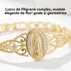 Brățară a Fecioarei Maria cu flori ajurate din aur