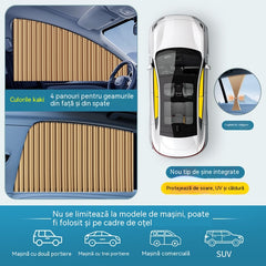 [Set de 4 piese] Cortină parasolară pentru geam auto cu șină glisantă și izolație termică