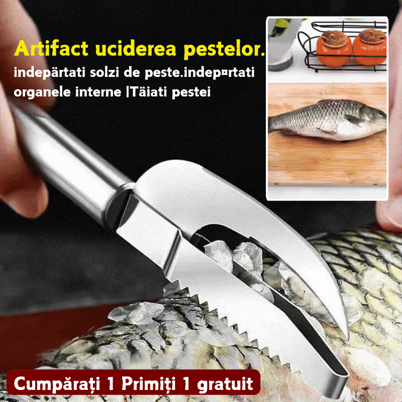 🍲Cumpărați 1 și primiți 1 gratuit🐟 Cuțit multifuncțional din oțel inoxidabil pentru răzuire eficientă a solzilor de pește【Ofertă de 2 bucăți】