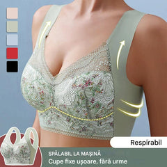 🔥🔥【3 buc】💕🎁【40kg-100kg】Sutien de mărime mare din mătase de gheață fără cusături, respirabil și reglabil