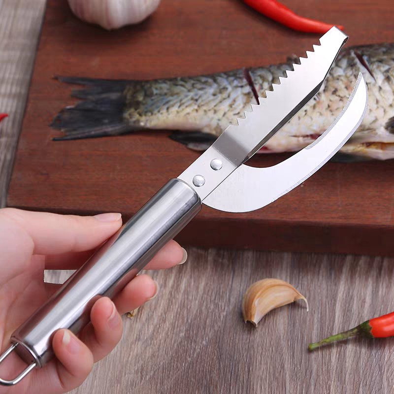 🍲Cumpărați 1 și primiți 1 gratuit🐟 Cuțit multifuncțional din oțel inoxidabil pentru răzuire eficientă a solzilor de pește【Ofertă de 2 bucăți】