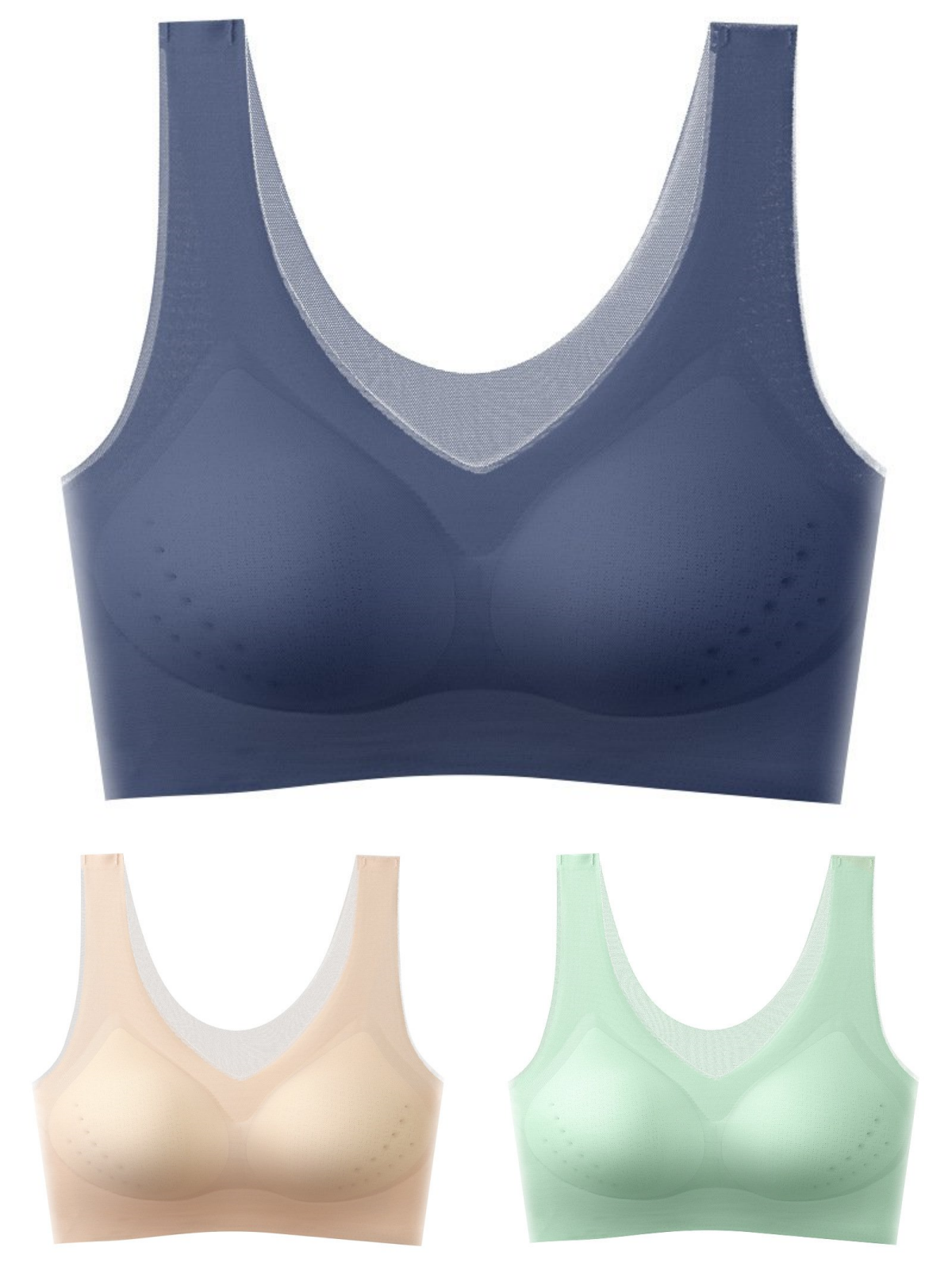 【3 bucată】2026, sutien push-up din mătase de gheață fără cusături【40-120KG】