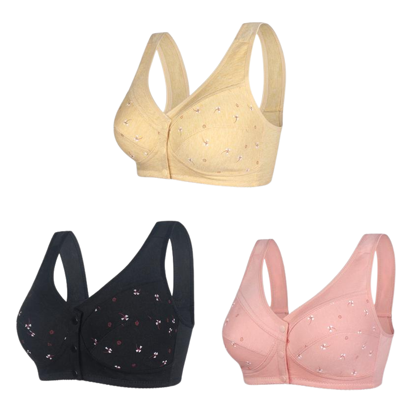 ✨【Cumpără 1 primești 2 gratis】💞[40-105kg]Sutien elegant din bumbac cu nasturi în față pentru femei de vârstă mijlocie🎉49% REDUCERE