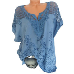 🔥💝 2026 Top tricou cu mânecă scurtă din dantelă pentru femei, cu decolteu în V
