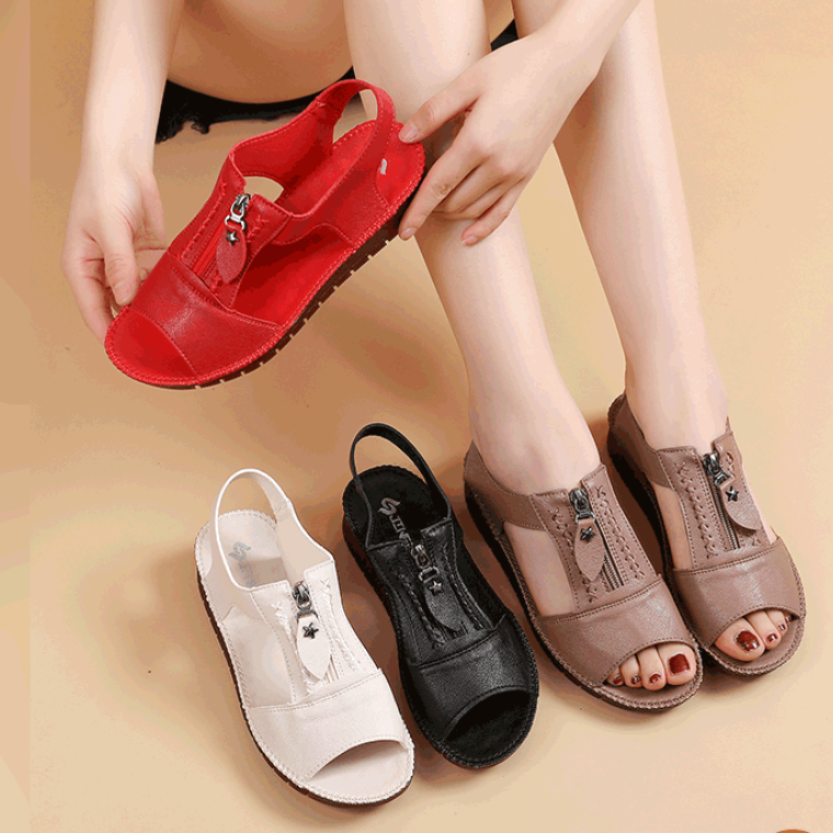 🔥🔥【REDUCERE DE 30%】【35-43】Sandale noi, plate, din piele naturală, anti-alunecare, cu talpă moale