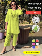 🔥【Top + Pantaloni】2026 costum casual pentru femei din bumbac și in, în stil etnic