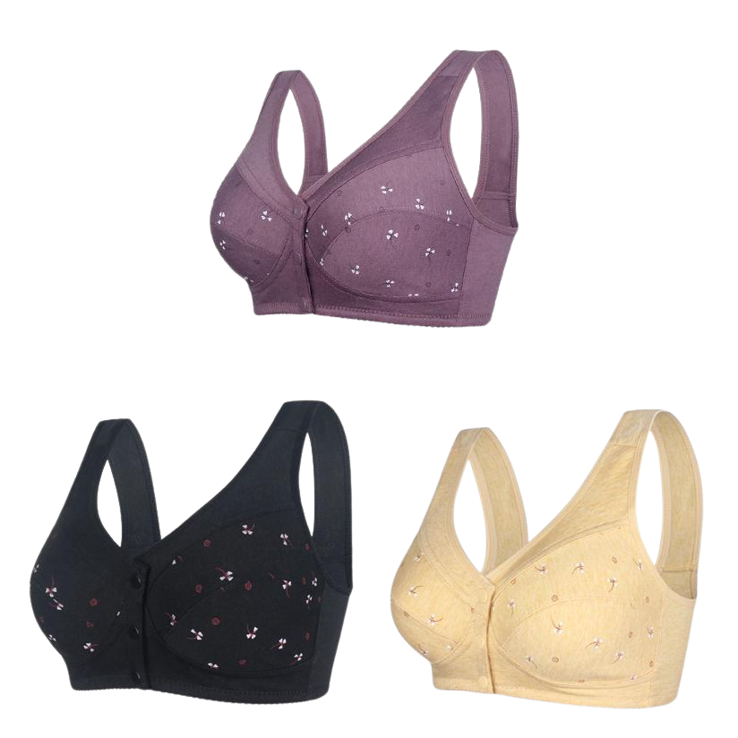 ✨【Cumpără 1 primești 2 gratis】💞[40-105kg]Sutien elegant din bumbac cu nasturi în față pentru femei de vârstă mijlocie🎉49% REDUCERE