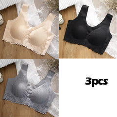 👙【Set de 3 piese】Sutien din dantelă nou și îmbunătățit, confortabil, mărime plus (reducere 49%)